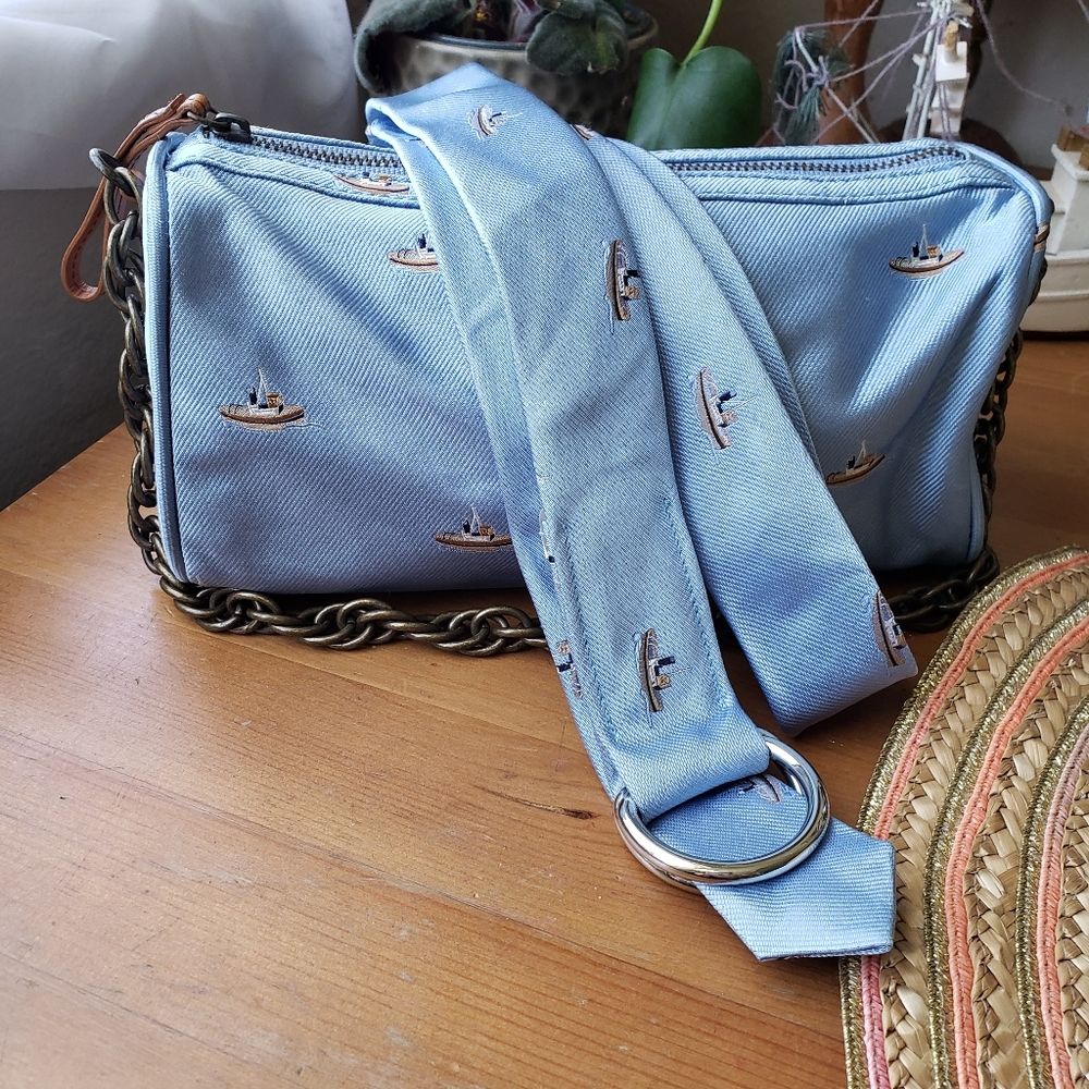 Rare pair Nautical boat and bag 100% silk NWOT